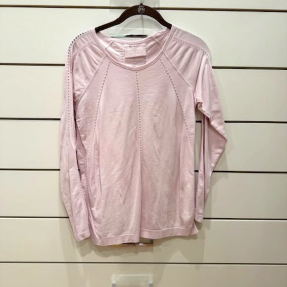 Athleta Tops - ATHLETA Lilac 100% Nylon Laser Cut Long Sleeve Seamless Pullover Fitness Top S